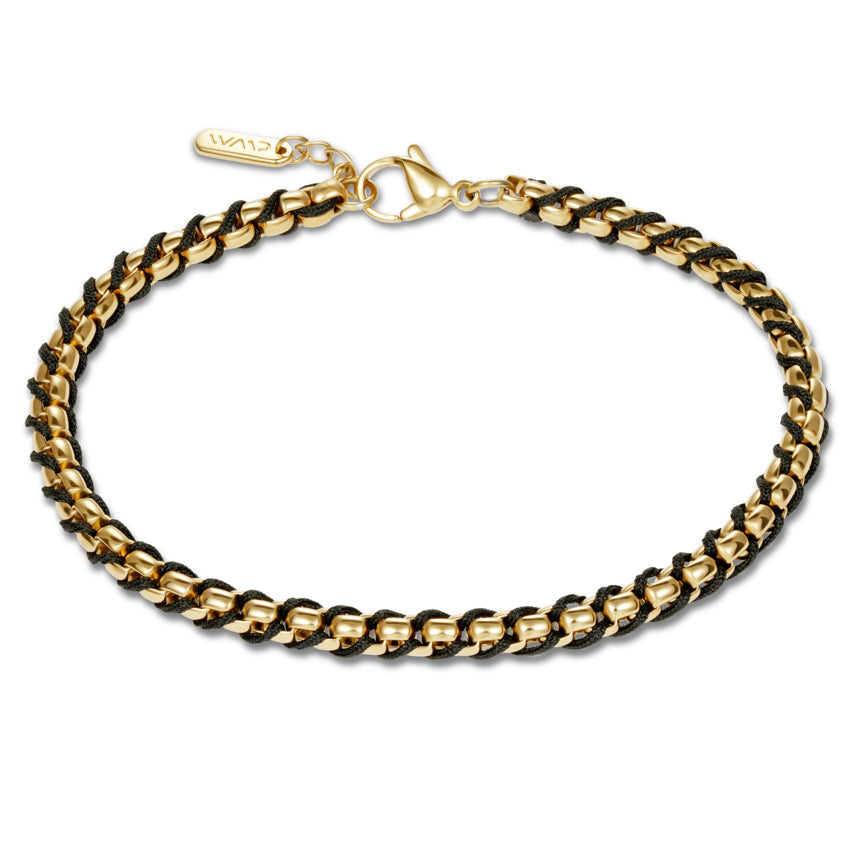 DAYTON Men's Gold & Black Rope Bracelet by Wear Me Pro - Punch Watch Design 