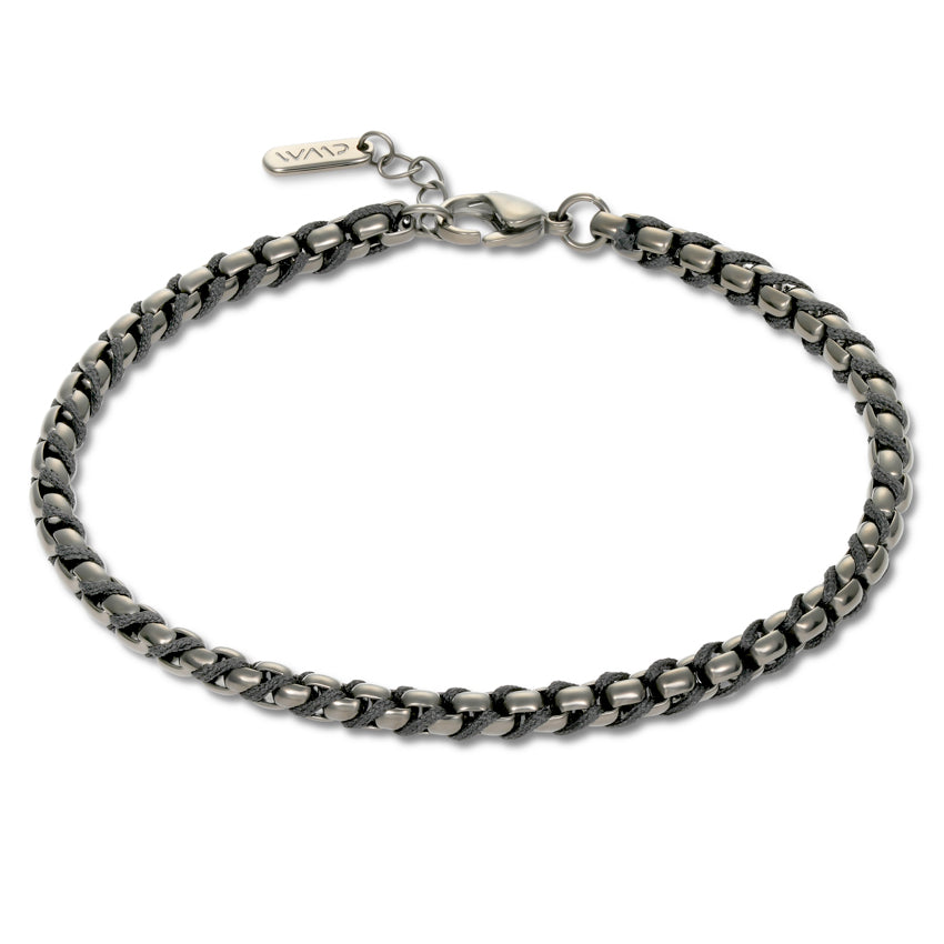 DAYTON Men's Gun Metal & Black Rope Bracelet by Wear Me Pro - Punch Watch Design 