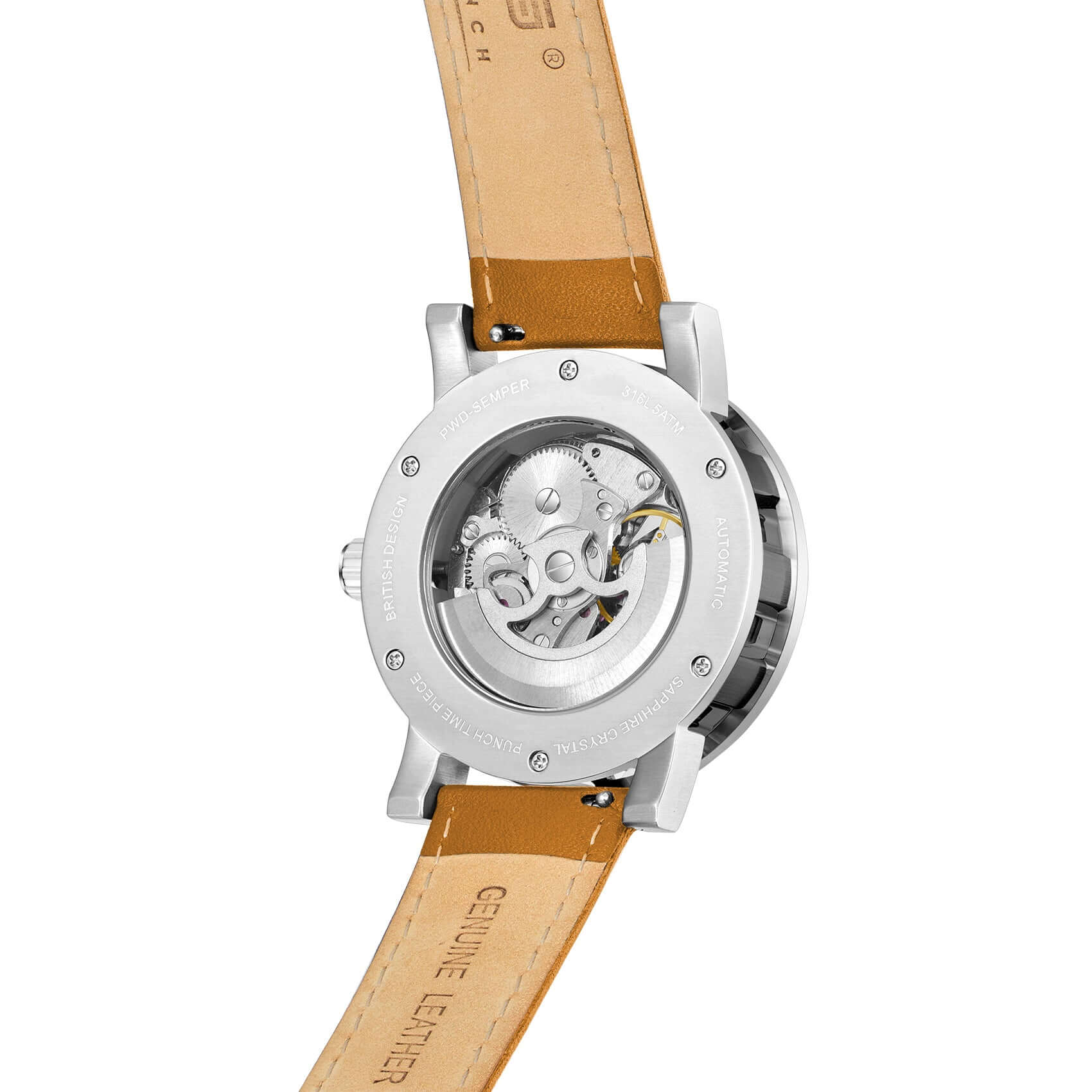 Mens Black Automatic Watch - Tan Leather Strap l PUNCH - PUNCH Watch & Eyewear - Punch Watch Design