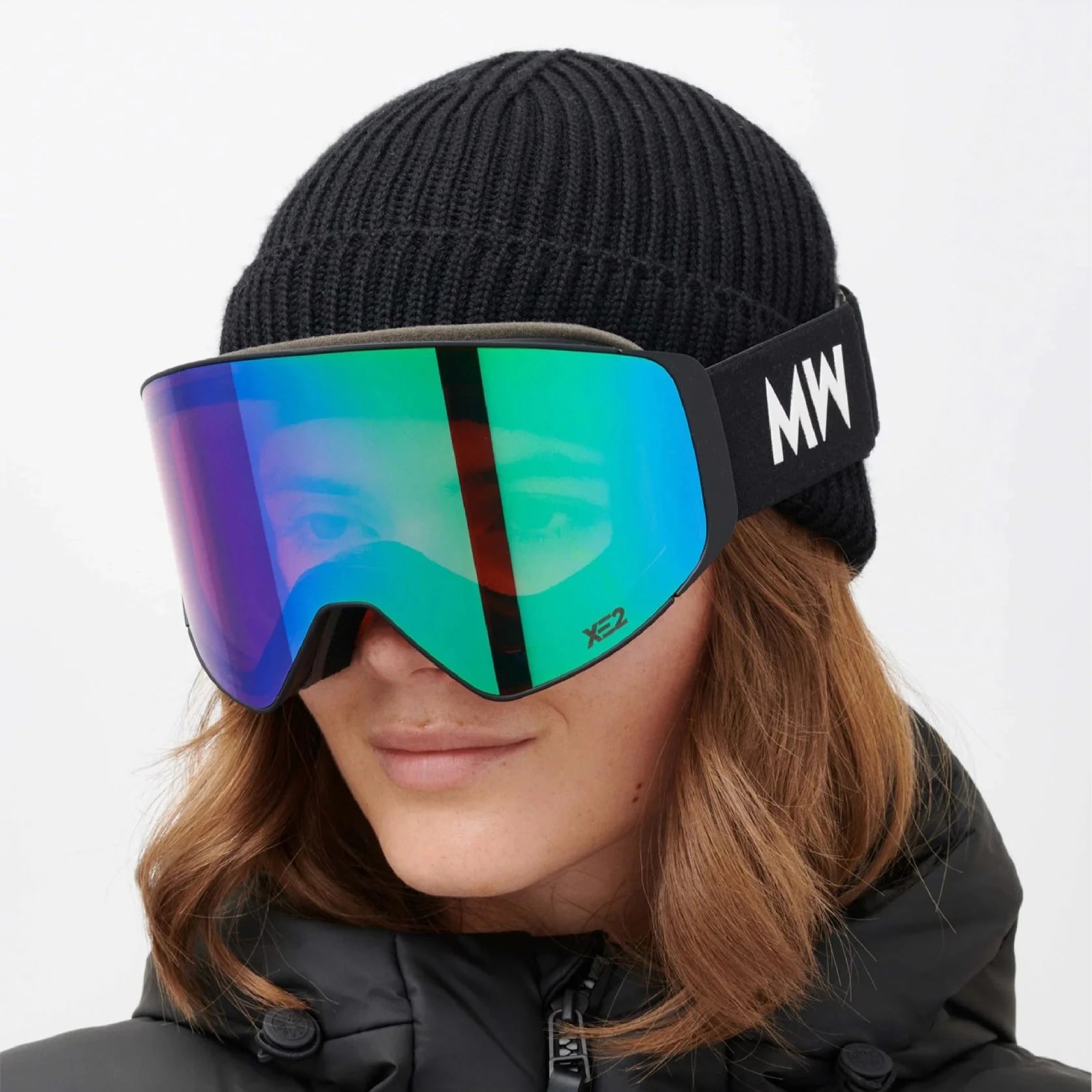 Messy Weekend Mirrored Ski Goggles, CLEAR XE2, Dual Layered UV400, Black Green - PUNCH Watch & Eyewear - MESSY WEEKEND