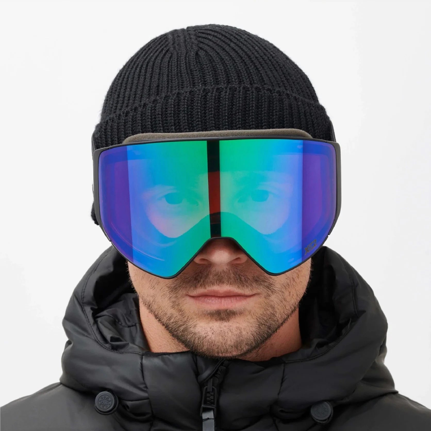 Messy Weekend Mirrored Ski Goggles, CLEAR XE2, Dual Layered UV400, Black Green - PUNCH Watch & Eyewear - MESSY WEEKEND