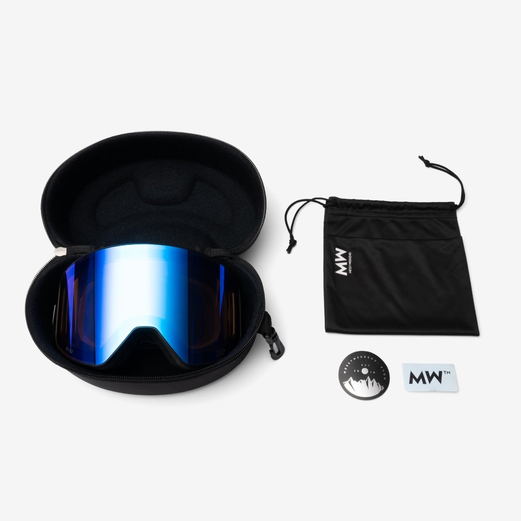 Messy Weekend Ski Goggles, CLEAR XEP, Dual Layered UV400, Black & Blue - PUNCH Watch & Eyewear - MESSY WEEKEND