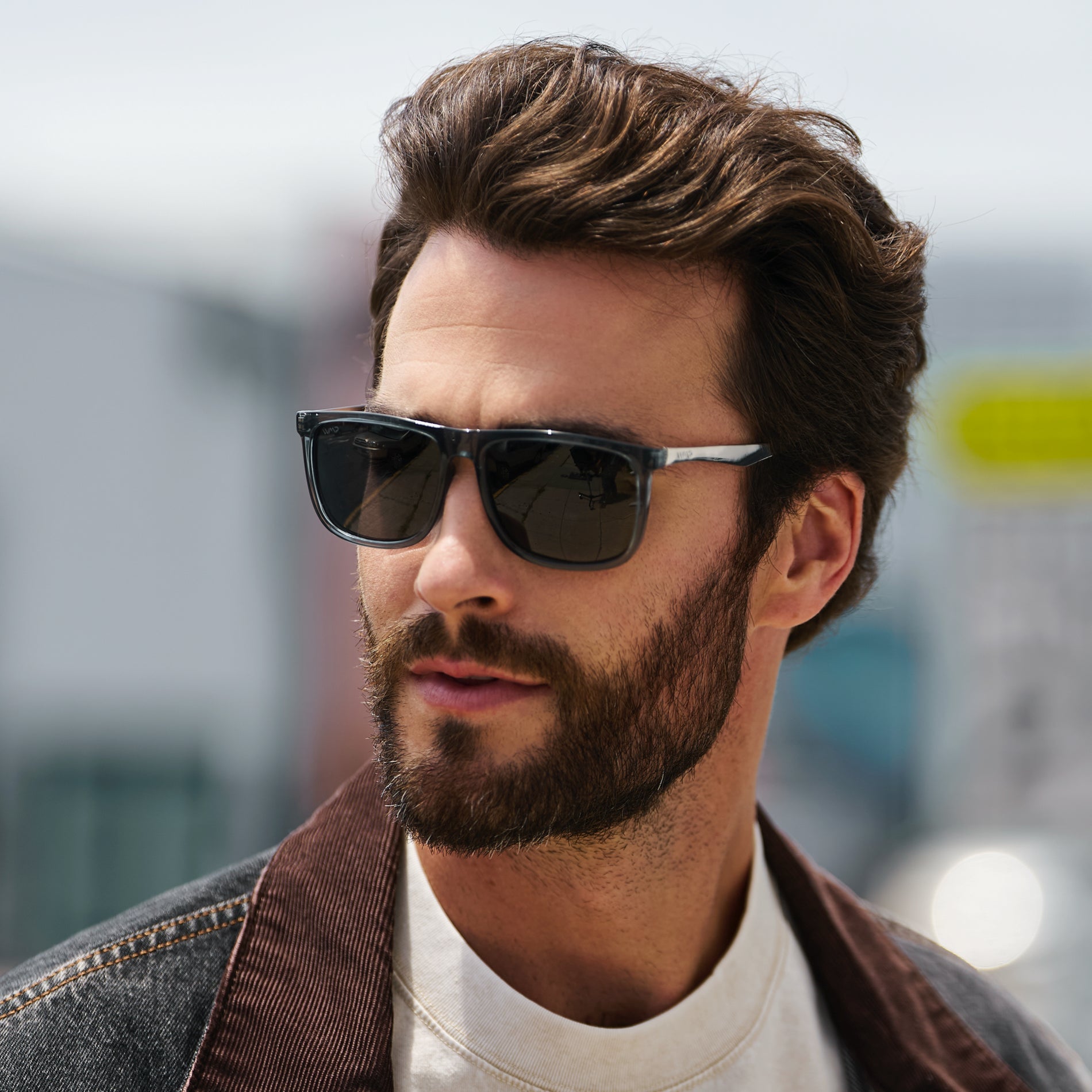 JACOB Rectangular Classic Men's Sunglasses in Stone Blue by WMP Eyewear - PUNCH Watch & Eyewear 