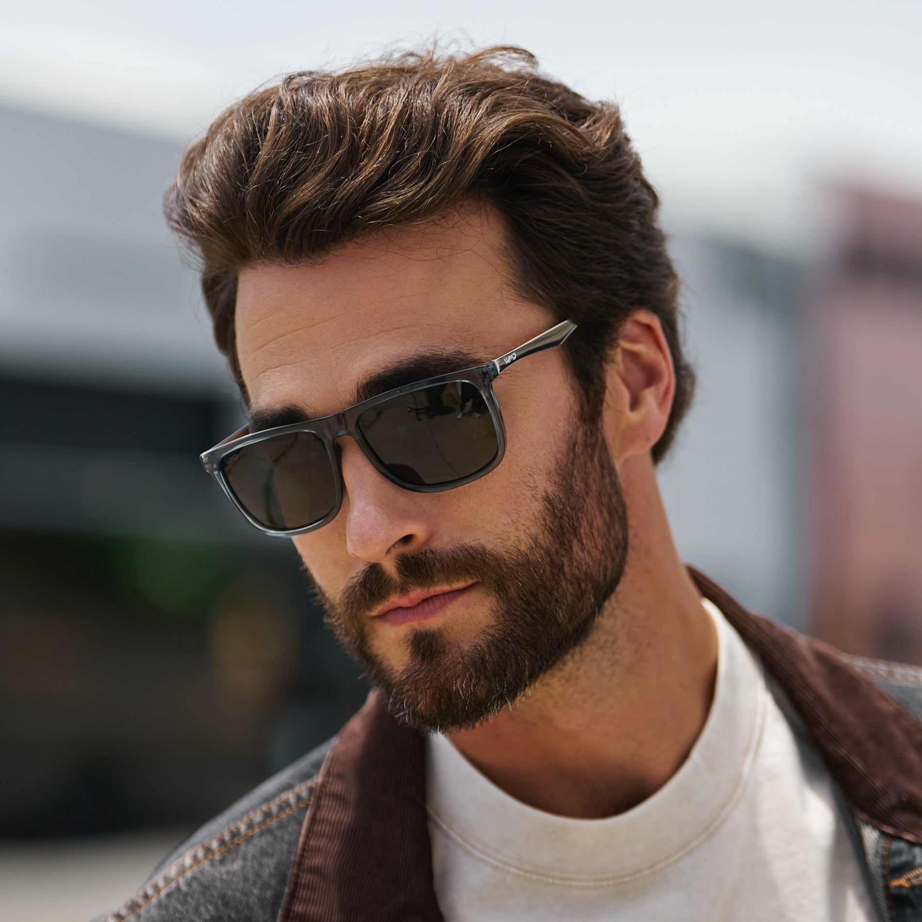 JACOB Rectangular Classic Men's Sunglasses in Stone Blue by WMP Eyewear - PUNCH Watch & Eyewear 