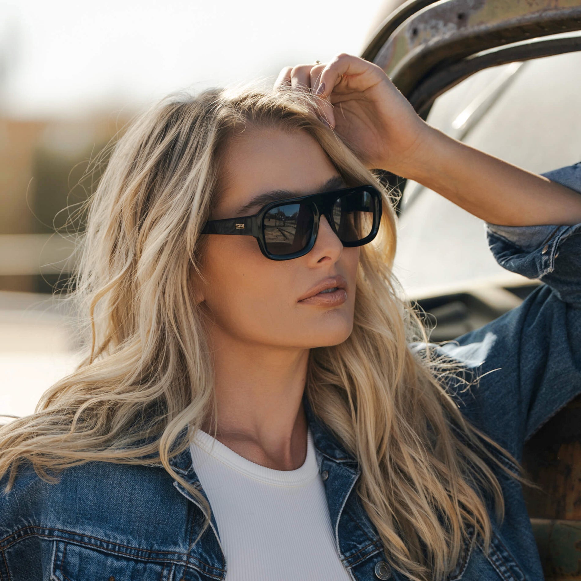 HARLEE Women's Oversized Rectangular Aviator in Black by WMP Eyewear - PUNCH Watch & Eyewear - WMP Eyewear