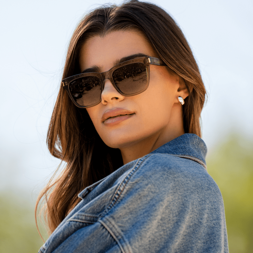 DAKOTA Thick Framed Women's Sunglasses in Crystal Moss Green by WMP Eyewear - PUNCH Watch & Eyewear - WMP Eyewear