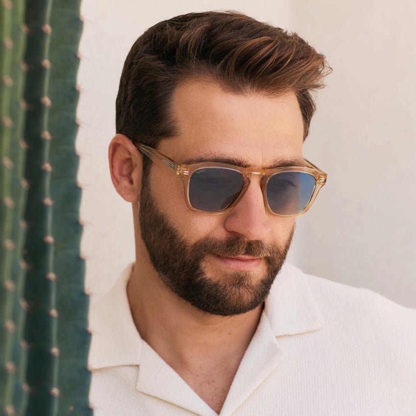 DASH Modern Unisex Sunglasses in Champagne Crystal Blue by WMP Eyewear - PUNCH Watch & Eyewear - WMP Eyewear