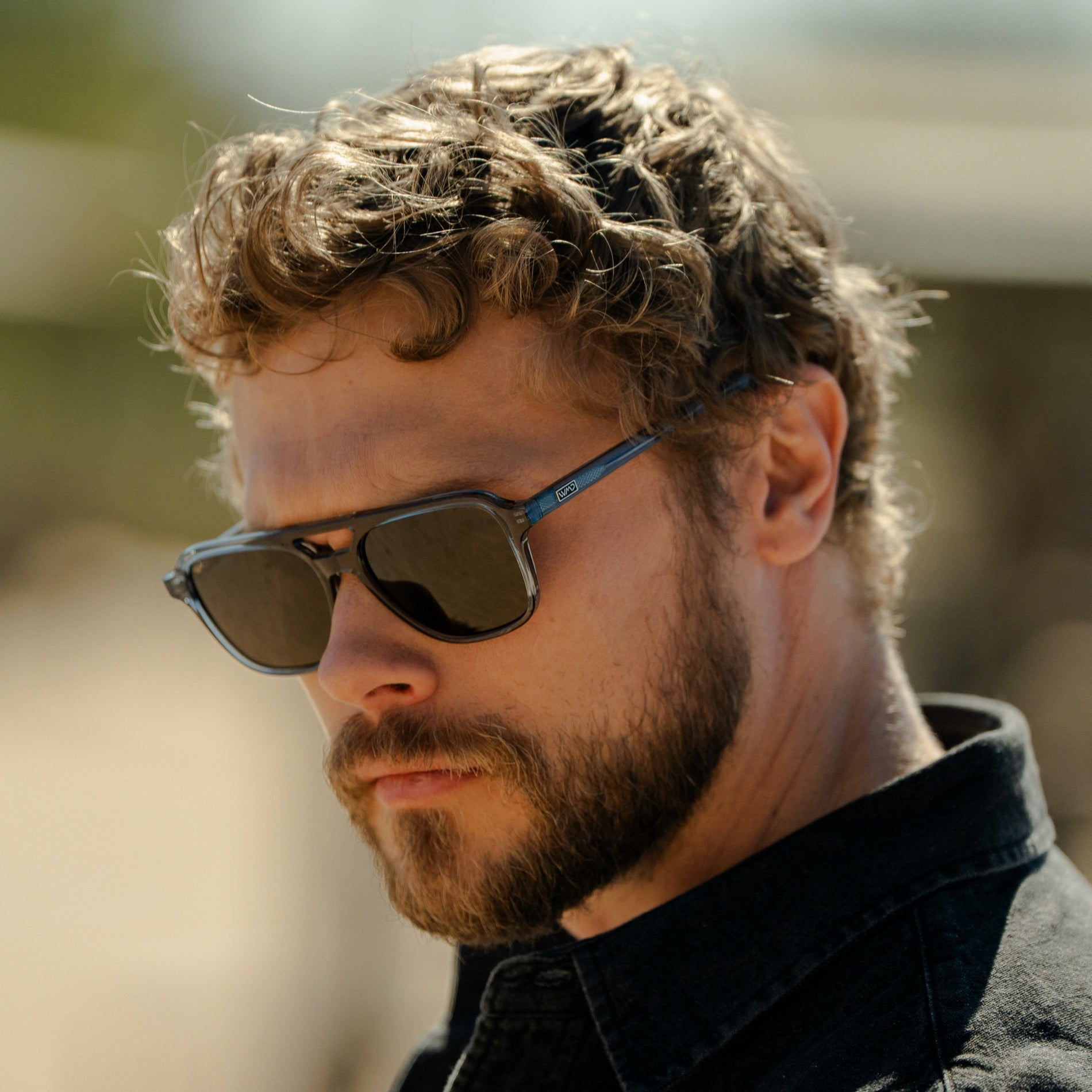 DEAN Polarised Oversized Aviator Sunglasses in Crystal Stone Blue by WMP Eyewear - PUNCH Watch & Eyewear - WMP Eyewear