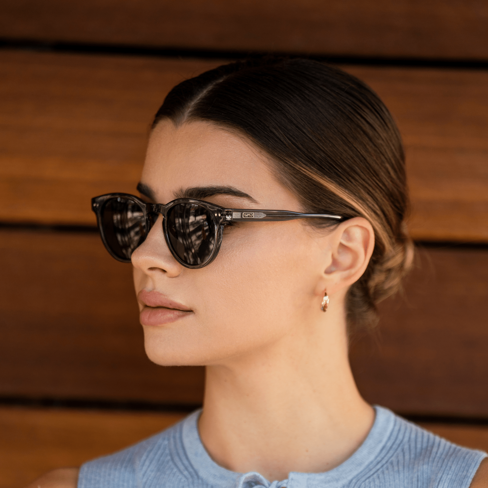 TATE Retro Round Unisex Sunglasses in Crystal Blue by WMP Eyewear - PUNCH Watch & Eyewear - WMP Eyewear