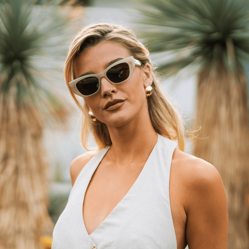 EVELYN Women's Retro Cat - Eye Sunglasses in Pearl Beige by WMP Eyewear - PUNCH Watch & Eyewear - WMP Eyewear