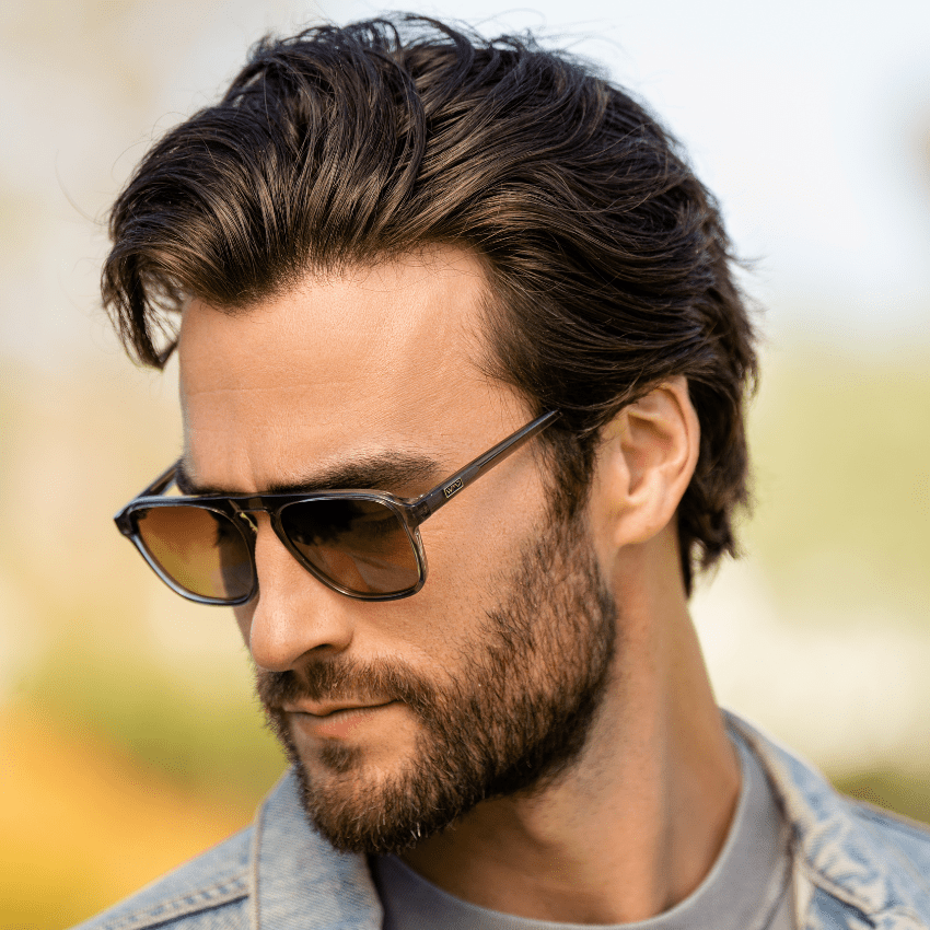 EMERSON Unisex Square Aviator Sunglasses in Crystal Graphite Grey by WMP Eyewear - PUNCH Watch & Eyewear - WMP Eyewear