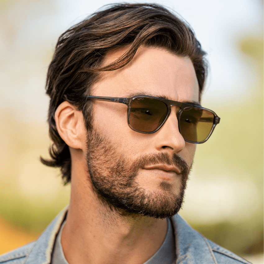 EMERSON Unisex Square Aviator Sunglasses in Crystal Graphite Grey by WMP Eyewear - PUNCH Watch & Eyewear - WMP Eyewear