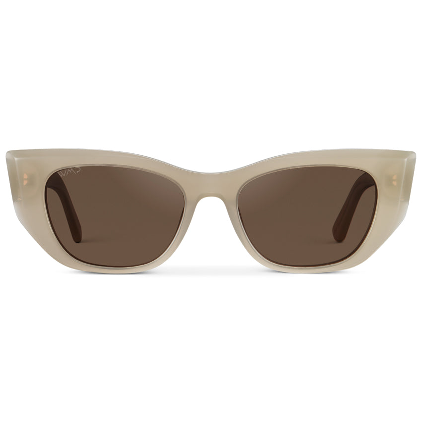 EVELYN Women's Retro Cat-Eye Sunglasses in Pearl Beige by WMP Eyewear - Punch Watch Design 