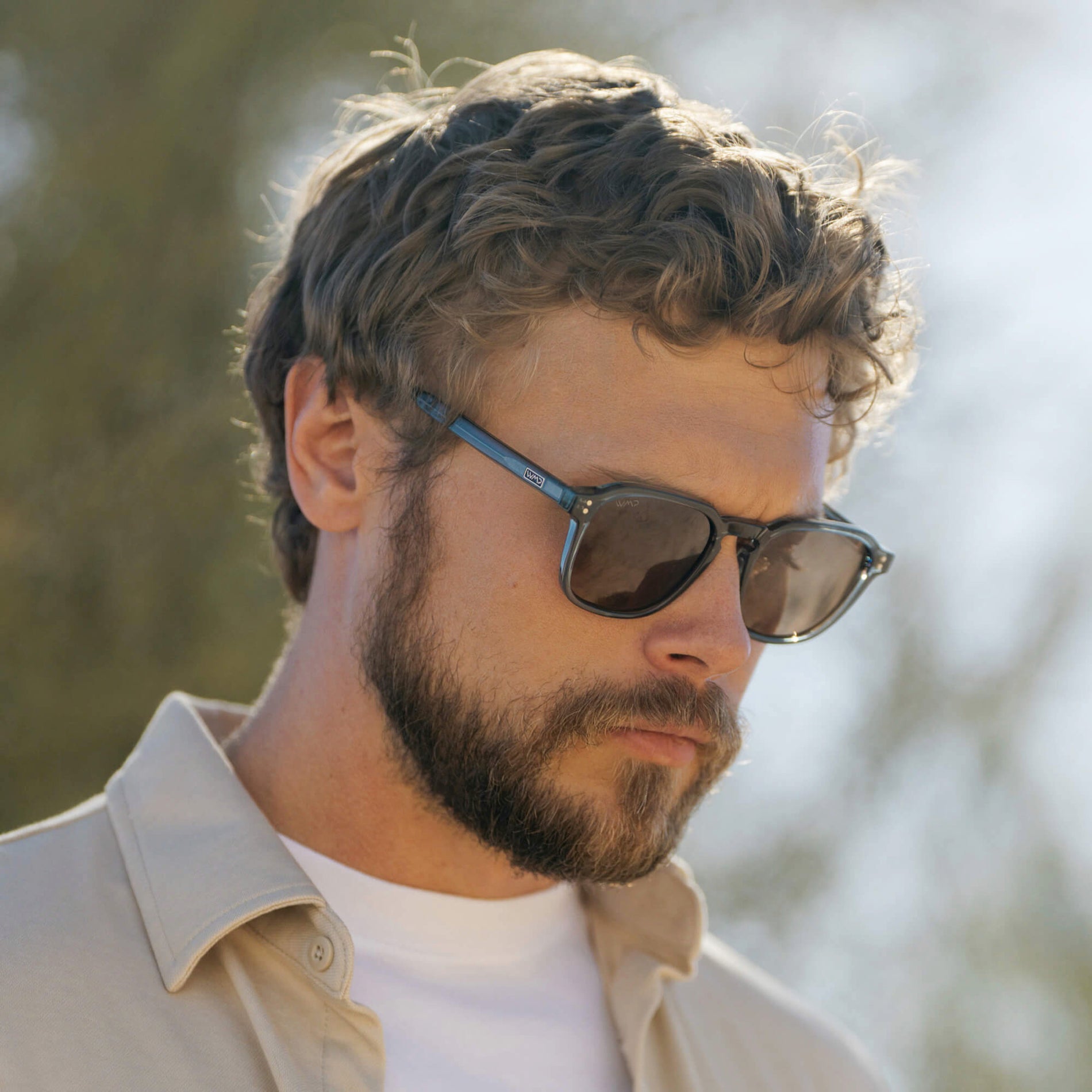 FRANCIS Men's Square Modern Retro Sunglasses in Crystal Stone Blue by WMP Eyewear - PUNCH Watch & Eyewear - WMP Eyewear