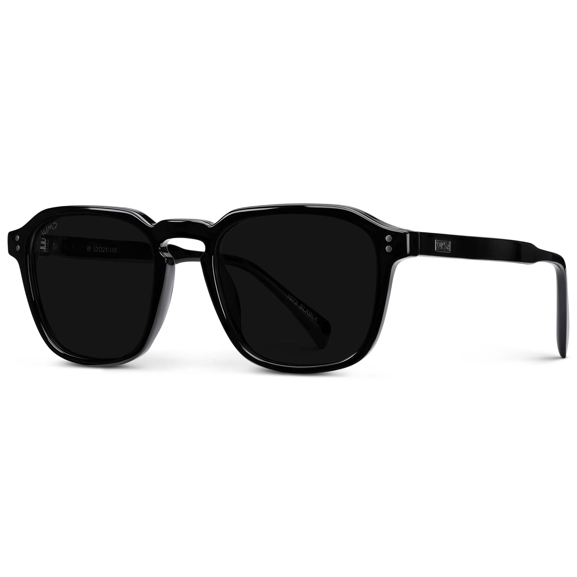 FRANCIS Men's Square Modern Retro Sunglasses in Triple Black by WMP Eyewear - Punch Watch Design 