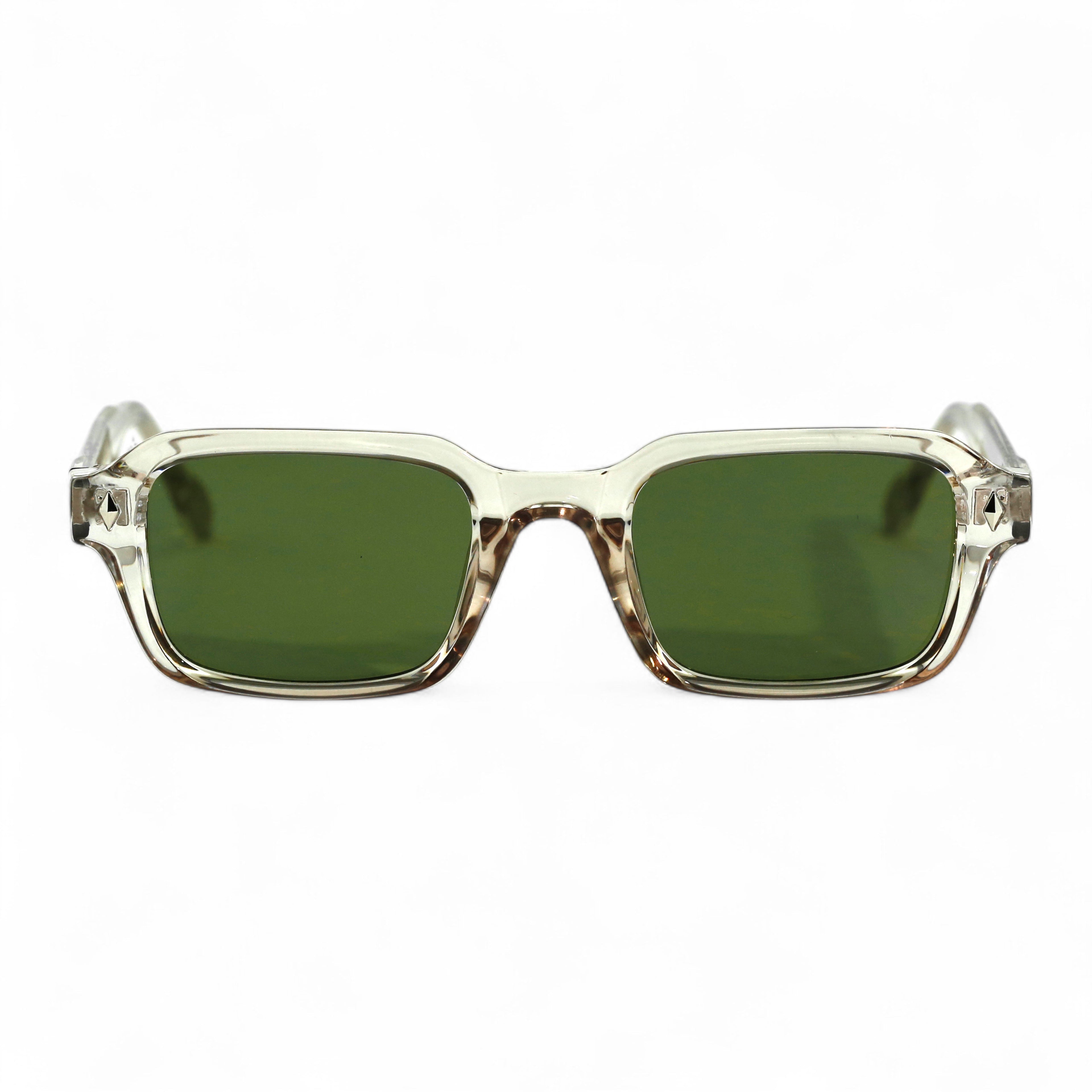 HAV Essentials Rectangular Sunglasses, Unisex, Champagne, Green Lens by TrueVivid - PUNCH Watch & Eyewear 
