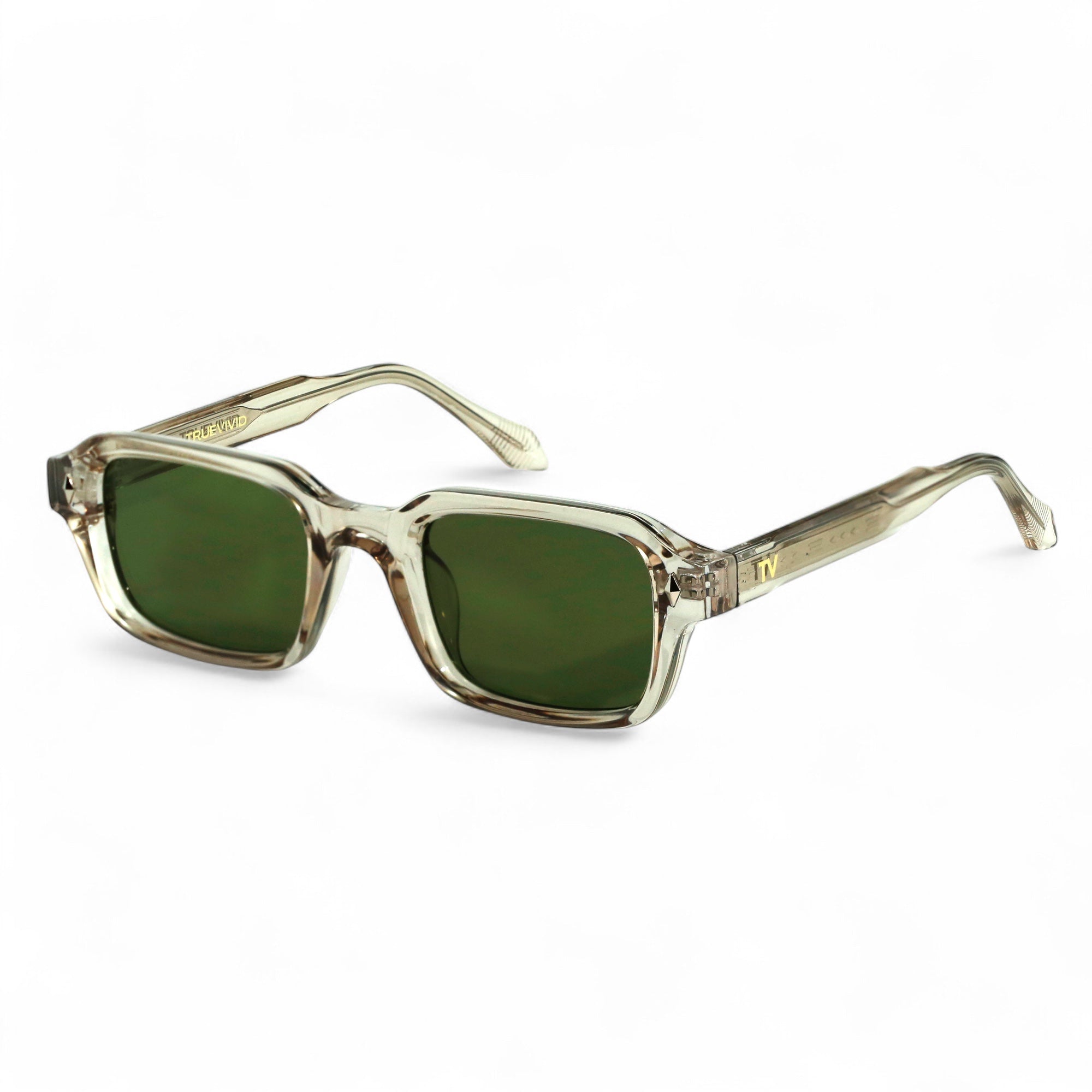 HAV Essentials Rectangular Sunglasses, Unisex, Champagne, Green Lens by TrueVivid - PUNCH Watch & Eyewear - TRUEVIVID