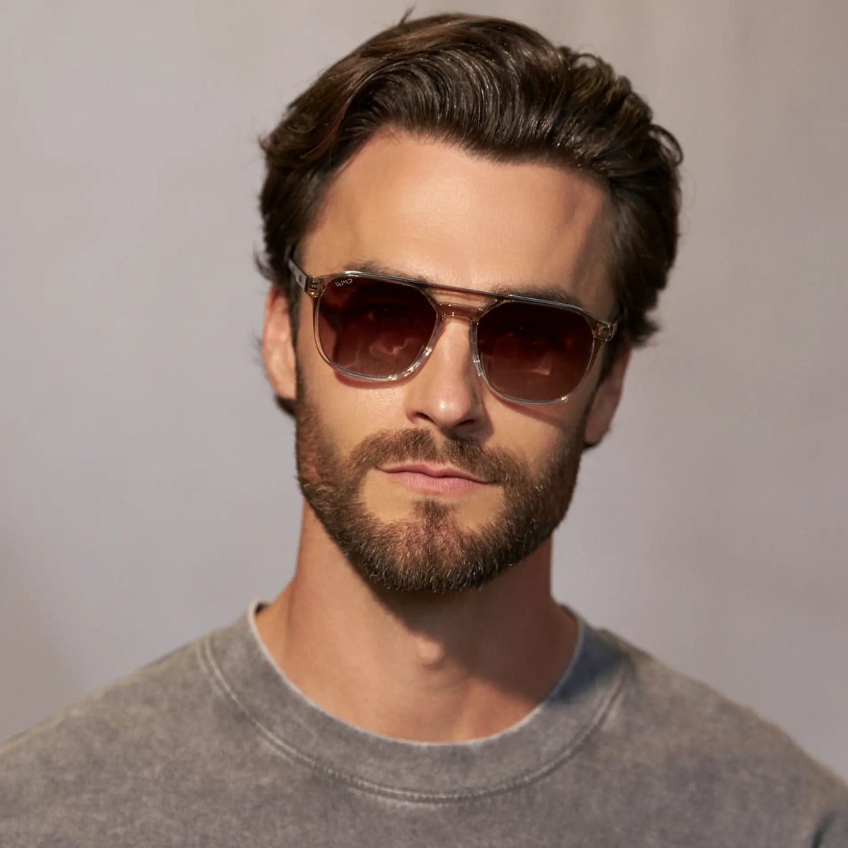HUNTER Men's Double Bridge Aviator Sunglasses in Charcoal Grey by WMP Eyewear
