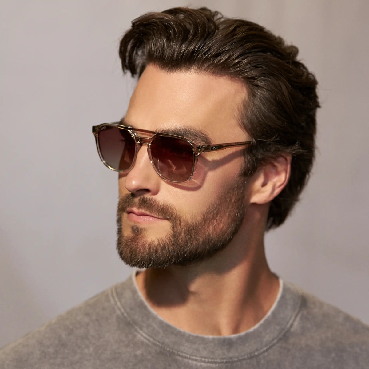 HUNTER Men's Double Bridge Aviator Sunglasses in Charcoal Grey by WMP Eyewear