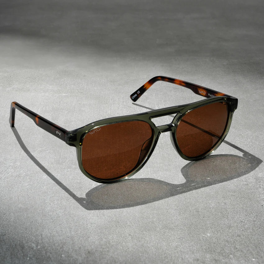 HUDSON Modern Men's Aviator Sunglasses in Tortoise Sage by WMP Eyewear - Punch Watch Design 