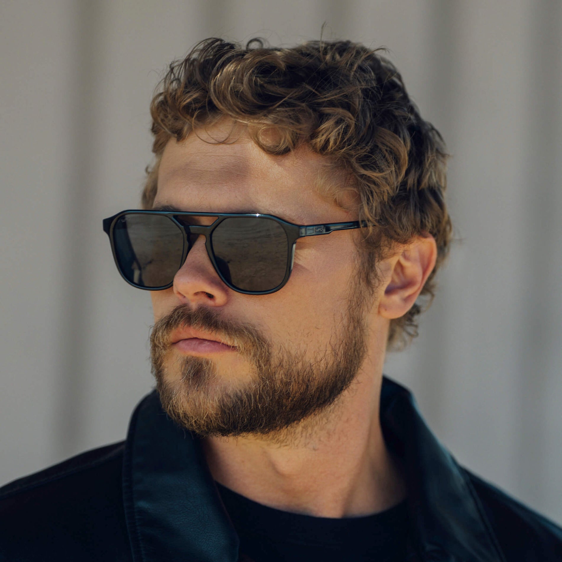 HUNTER Men's Double Bridge Aviator Sunglasses in Triple Black by WMP Eyewear - PUNCH Watch & Eyewear 