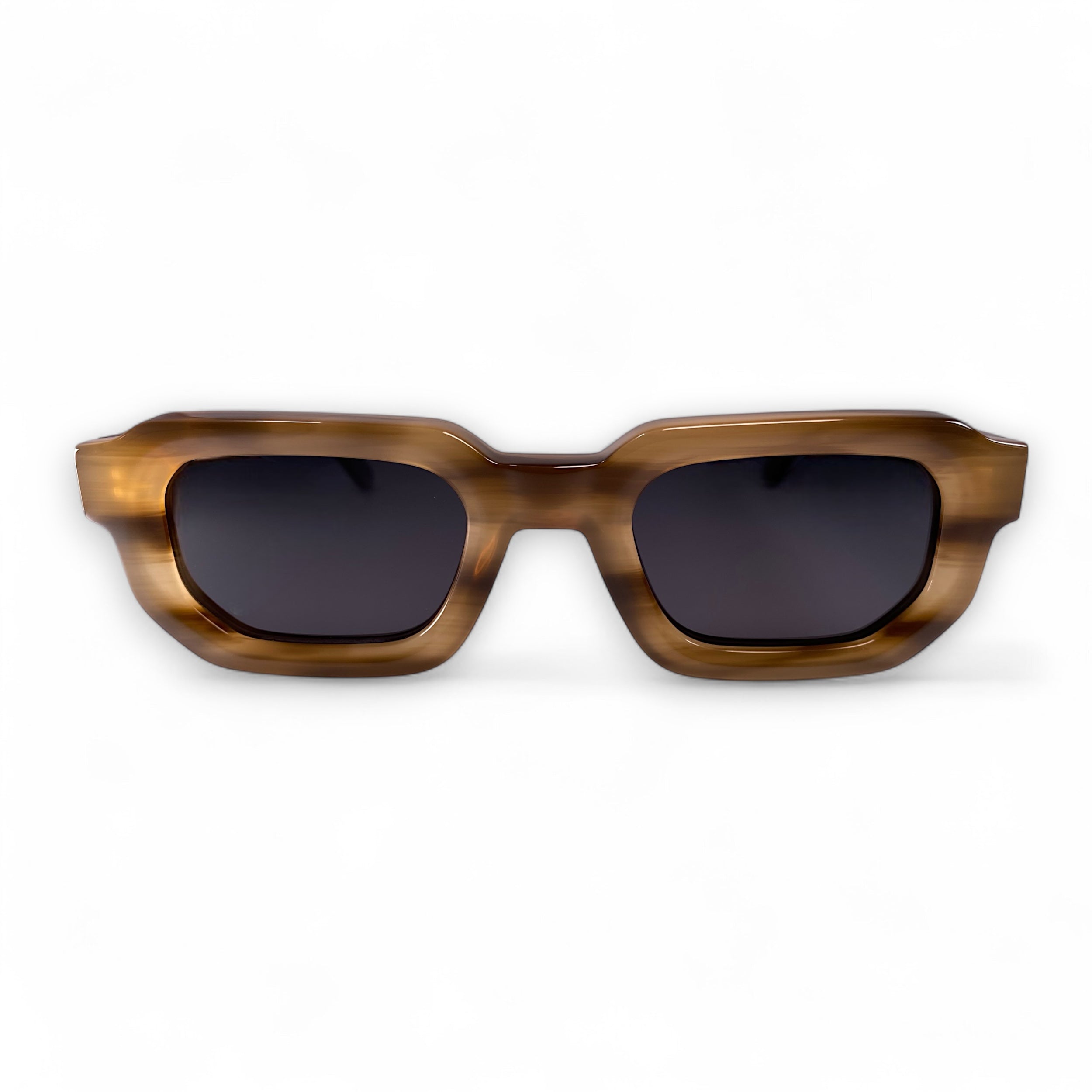 JUNA Hexagonal Thick Frame Polarised Sunglasses, Unisex, Brown Marble by TrueVivid - PUNCH Watch & Eyewear 