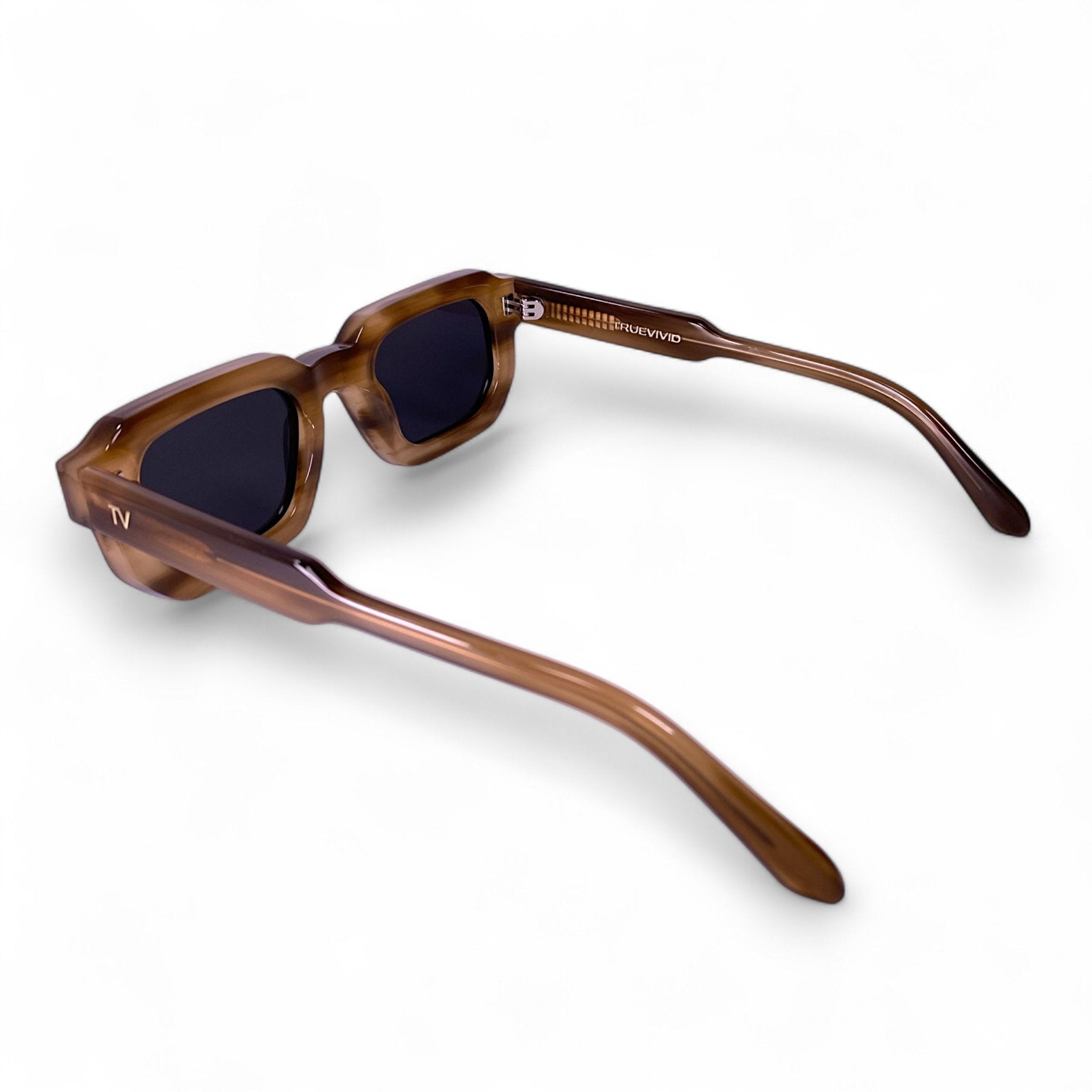 JUNA Hexagonal Thick Frame Polarised Sunglasses, Unisex, Brown Marble by TrueVivid - PUNCH Watch & Eyewear - TRUEVIVID