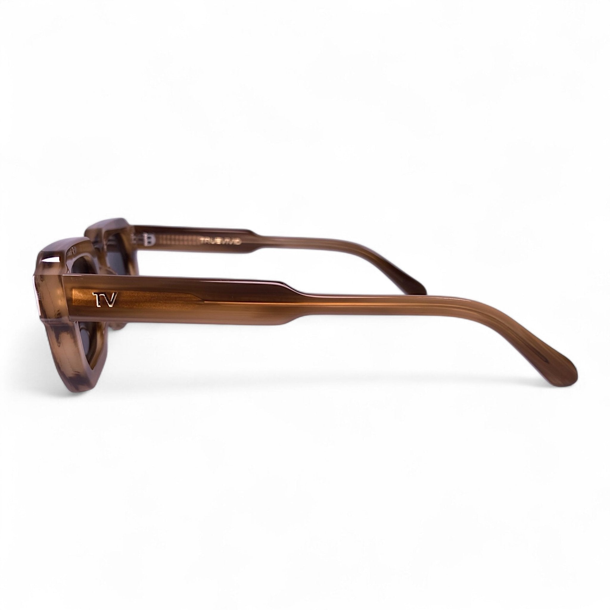 JUNA Hexagonal Thick Frame Polarised Sunglasses, Unisex, Brown Marble by TrueVivid - PUNCH Watch & Eyewear - TRUEVIVID