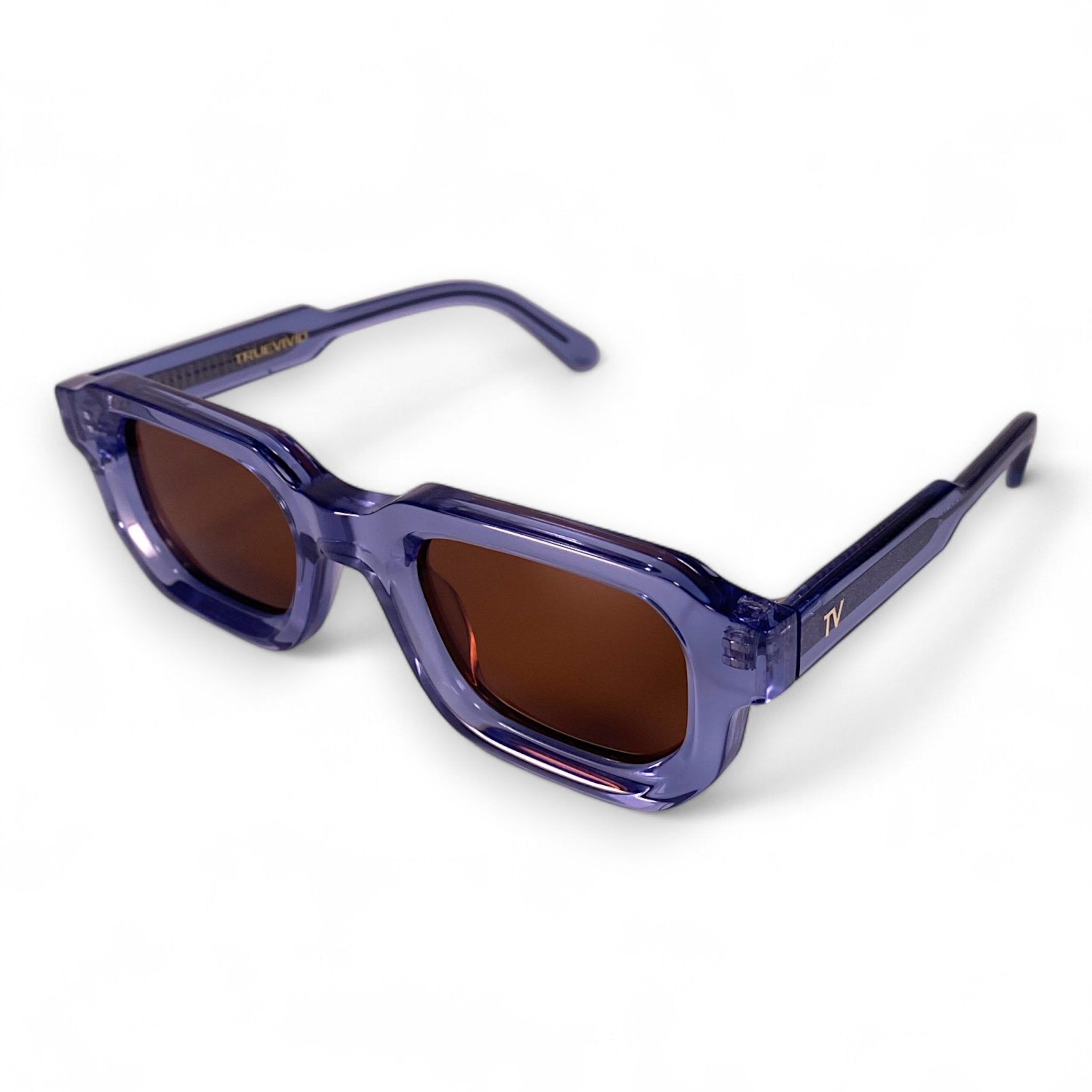 JUNA, Hexagonal Thick Frame Polarised Sunglasses, Unisex, Crystal Blue by TrueVivid - PUNCH Watch & Eyewear - TRUEVIVID
