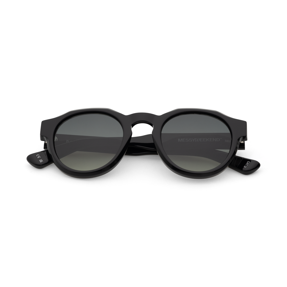 KAEL Black Bold Round Acetate Sunglasses by Messy Weekend