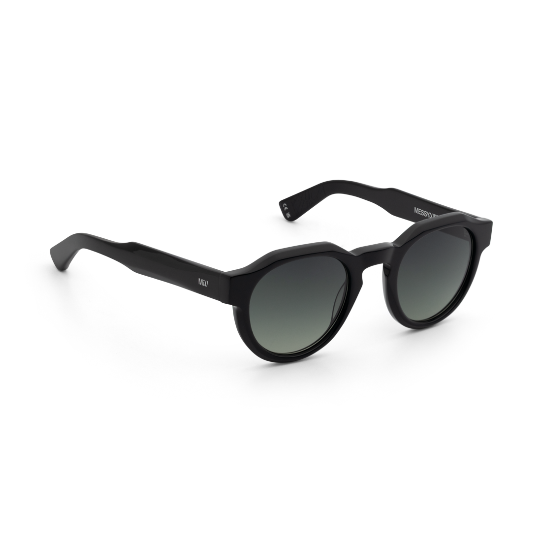 KAEL Black Bold Round Acetate Sunglasses by Messy Weekend