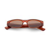 KAIO Rust Deep Brown Compact Oval Acetate Sunglasses Messy Weekend