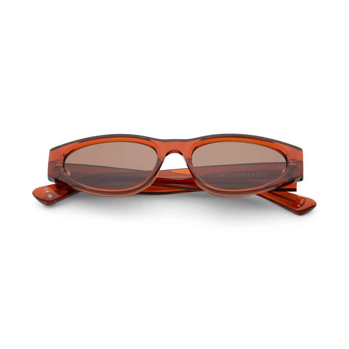 KAIO Rust Deep Brown Compact Oval Acetate Sunglasses Messy Weekend