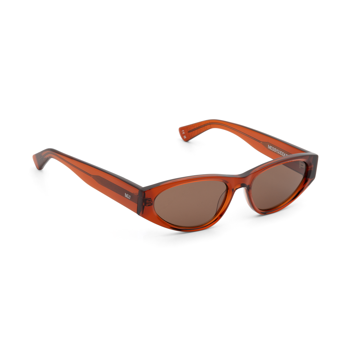 KAIO Rust Deep Brown Compact Oval Acetate Sunglasses Messy Weekend
