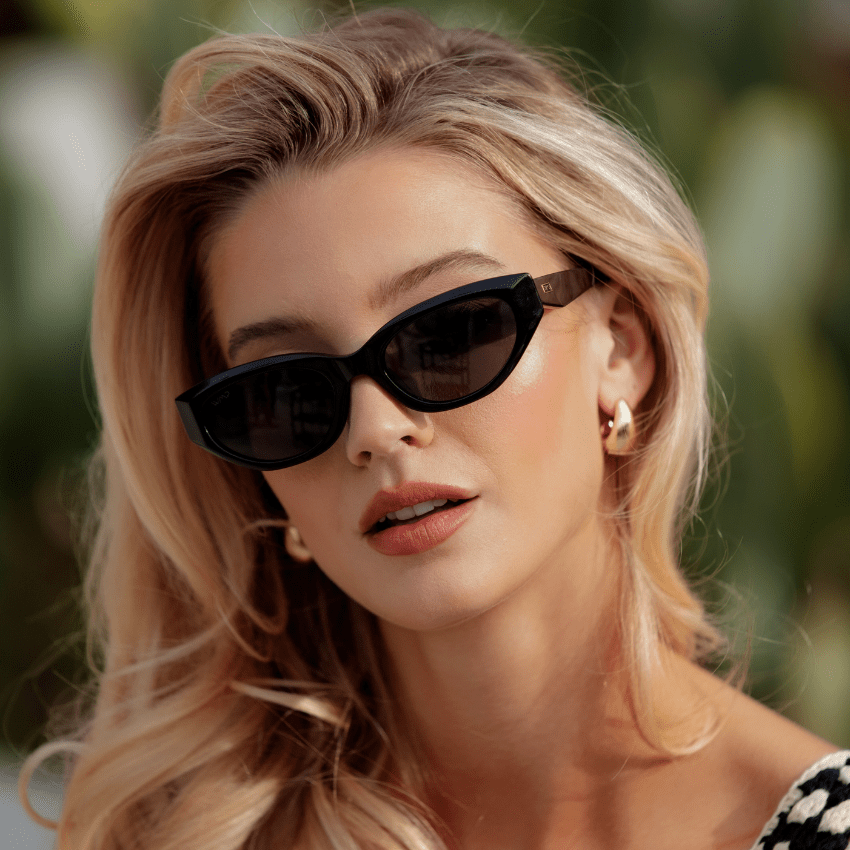 LORETTA Women's Cat - Eye Sunglasses Retro Thick Frame in Black by WMP Eyewear - PUNCH Watch & Eyewear - WMP Eyewear