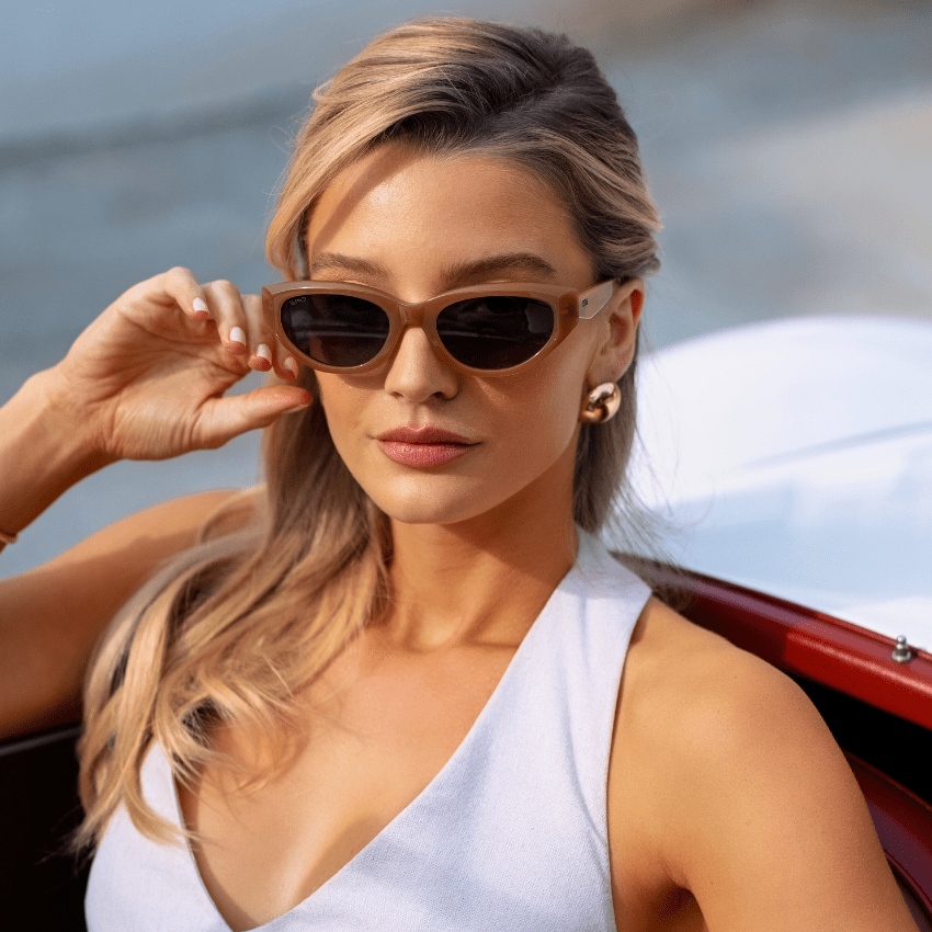 LORETTA Women's Cat - Eye Sunglasses Retro Thick Frame Toffee Brown by WMP Eyewear - PUNCH Watch & Eyewear - WMP Eyewear