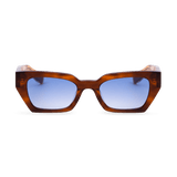 LUNA Tortoise Blue Lens Bold Square Sunglasses by Messy Weekend