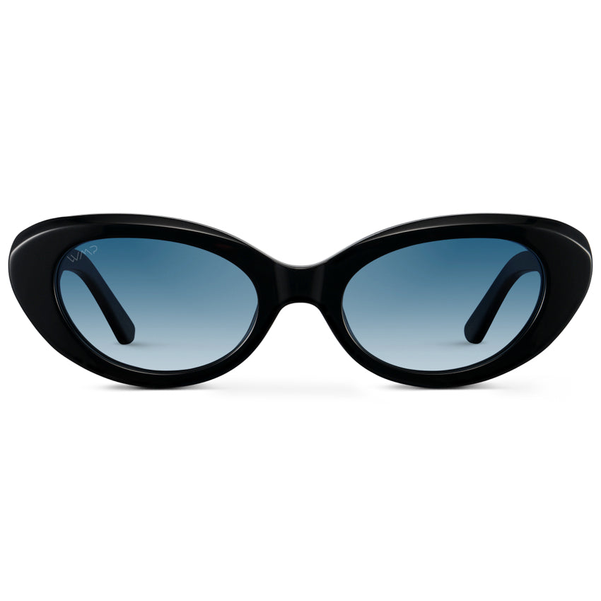 MARILYN Women's Rounded Cat-Eye Sunglasses in Gloss Black by WMP Eyewear - Punch Watch Design 