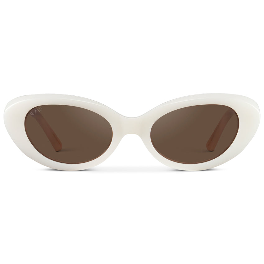 MARILYN Women's Rounded Cat-Eye Sunglasses in Pearl White by WMP Eyewear - Punch Watch Design 
