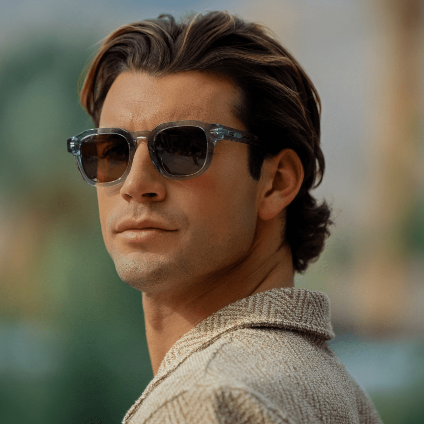 NELSON Retro Thick Framed Polarized Men's Sunglasses in Denim Blue by WMP Eyewear - PUNCH Watch & Eyewear - WMP Eyewear