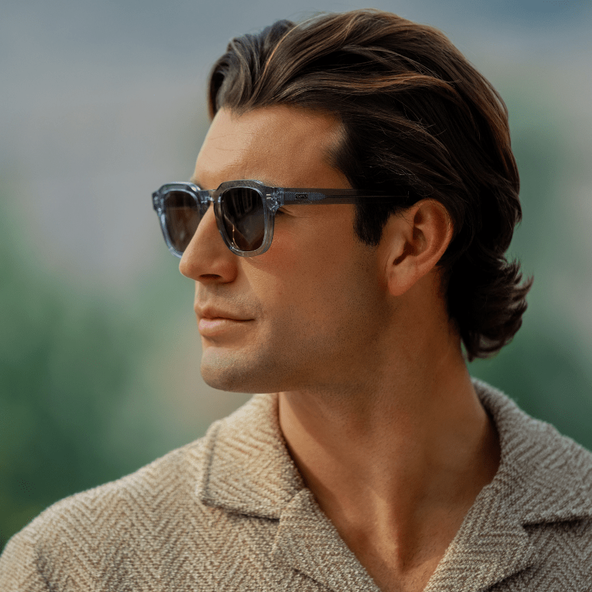 NELSON Retro Thick Framed Polarized Men's Sunglasses in Denim Blue by WMP Eyewear - PUNCH Watch & Eyewear - WMP Eyewear