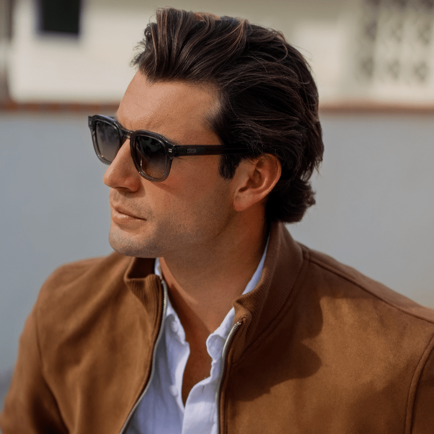 NELSON Retro Thick Framed Polarized Men's Sunglasses in Crystal Agave by WMP Eyewear - PUNCH Watch & Eyewear - WMP Eyewear