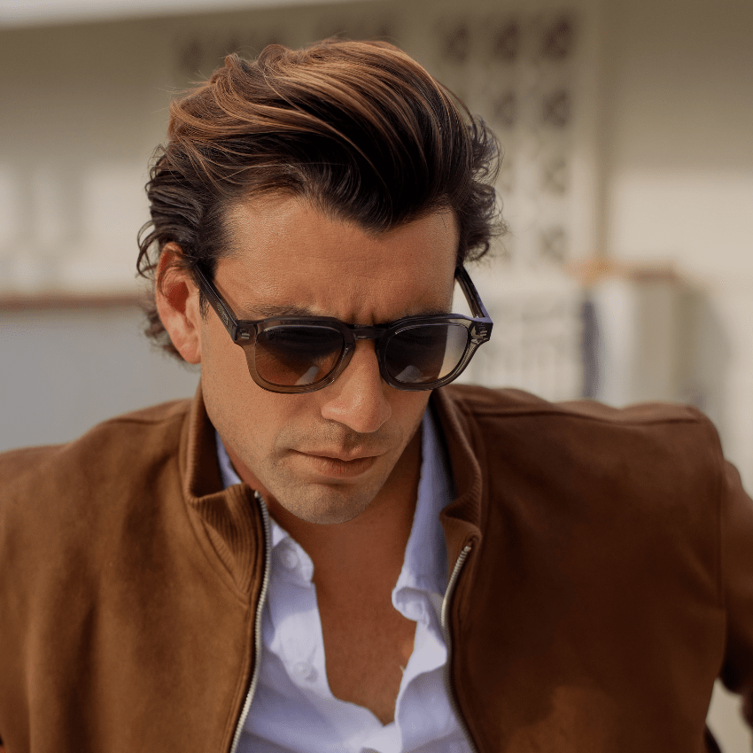 NELSON Retro Thick Framed Polarized Men's Sunglasses in Crystal Agave by WMP Eyewear - PUNCH Watch & Eyewear - WMP Eyewear