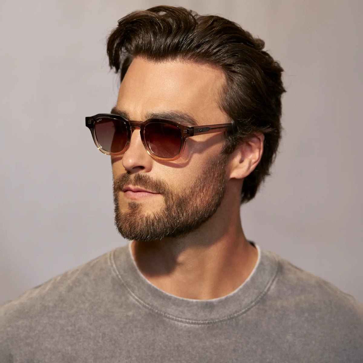 NELSON Retro Thick Framed Polarised Men's Sunglasses in Grey WMP Eyewear