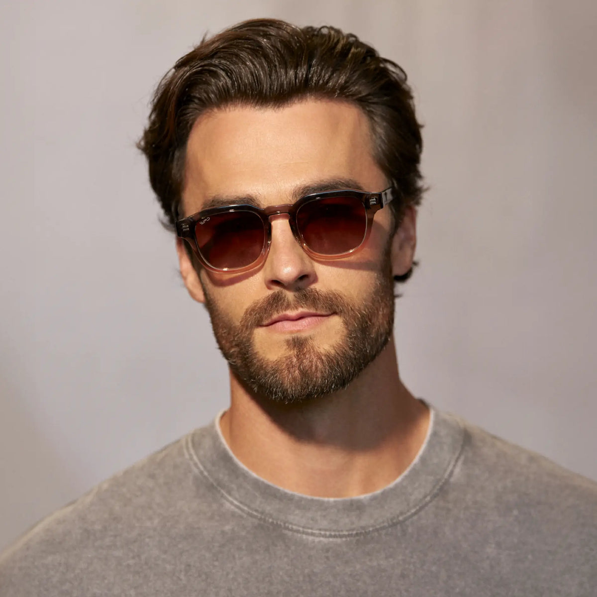 NELSON Retro Thick Framed Polarised Men's Sunglasses in Grey WMP Eyewear