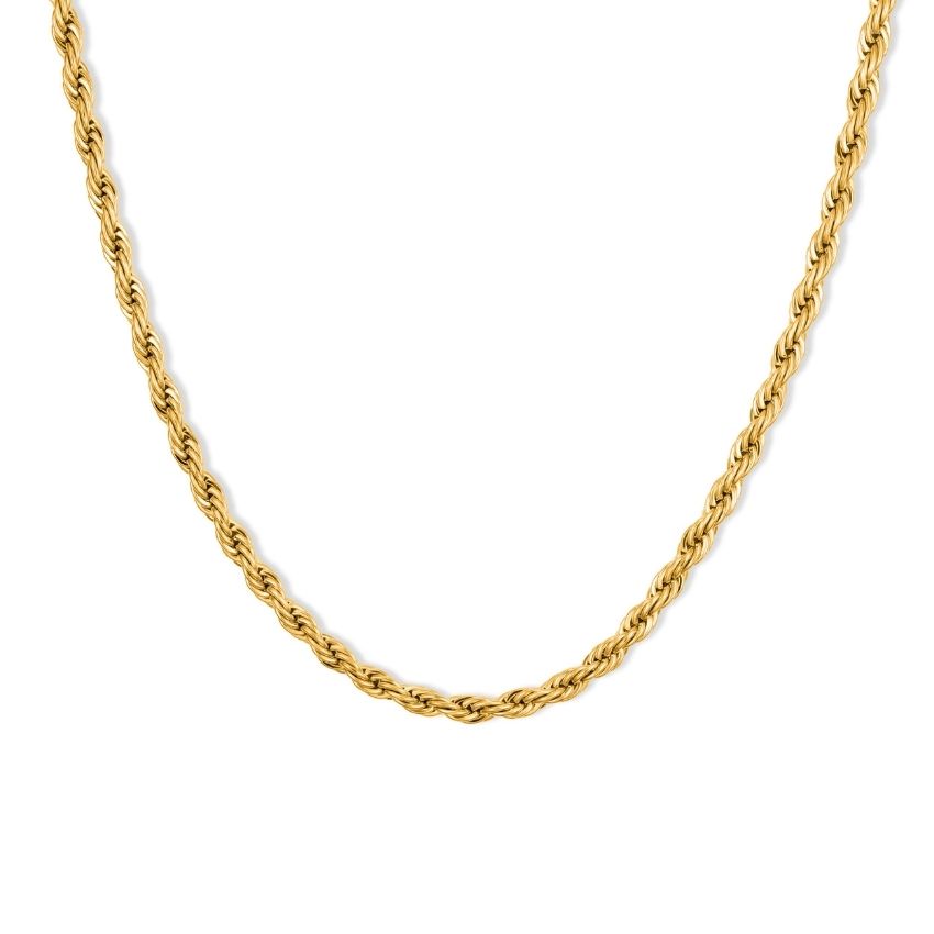 TRENTON Men's Twisted Rope Design Gold Necklace by Wear Me Pro - Punch Watch Design 