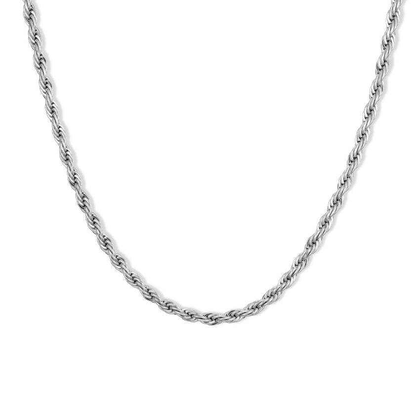 TRENTON Men's Twisted Rope Design Silver Necklace by Wear Me Pro - Punch Watch Design 