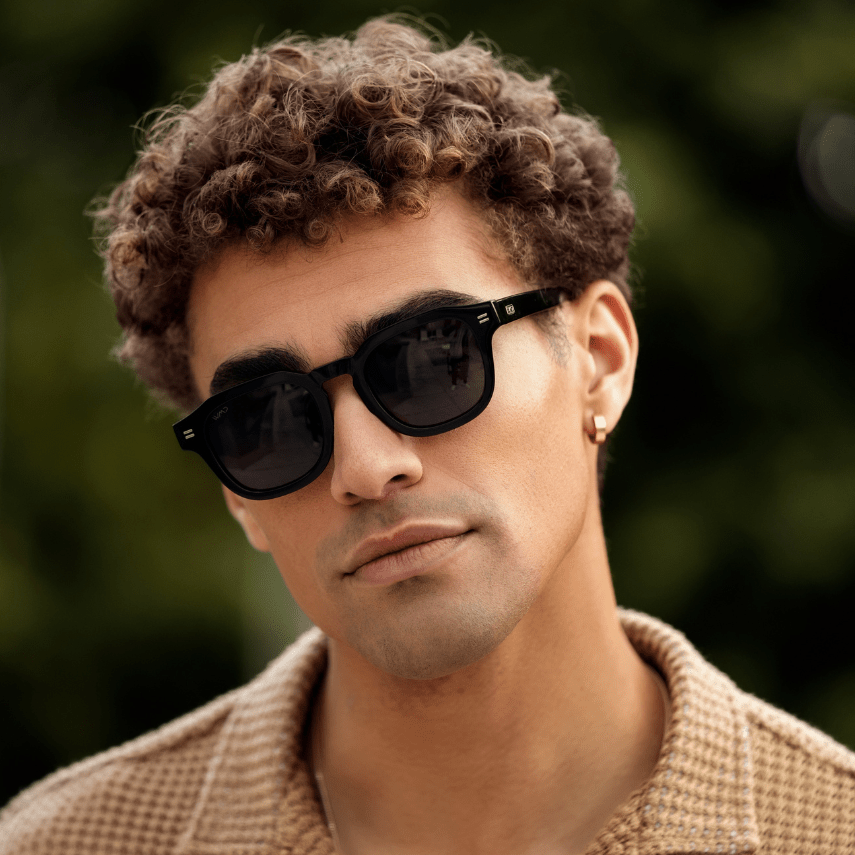 NELSON Retro Thick Framed Polarized Men's Sunglasses Triple Black by WMP Eyewear - PUNCH Watch & Eyewear - WMP Eyewear