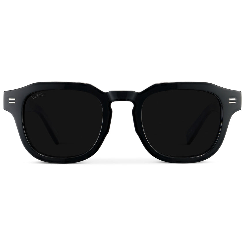 NELSON Retro Thick Framed Polarized Men's Sunglasses Triple Black by WMP Eyewear - Punch Watch Design 
