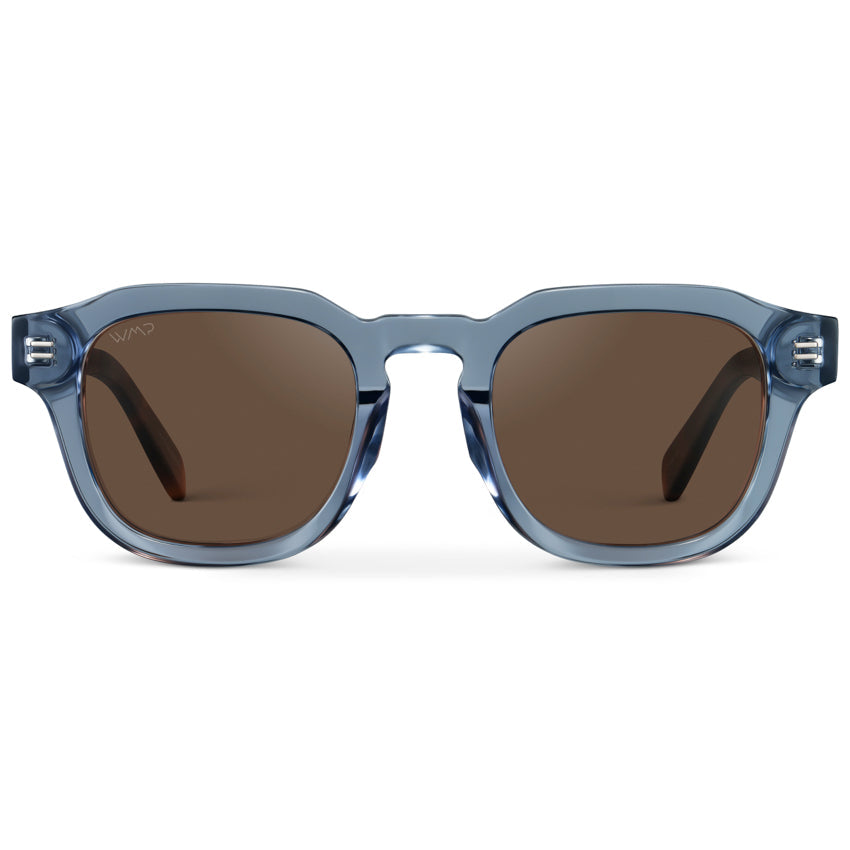 NELSON Retro Thick Framed Polarized Men's Sunglasses in Denim Blue by WMP Eyewear - Punch Watch Design 
